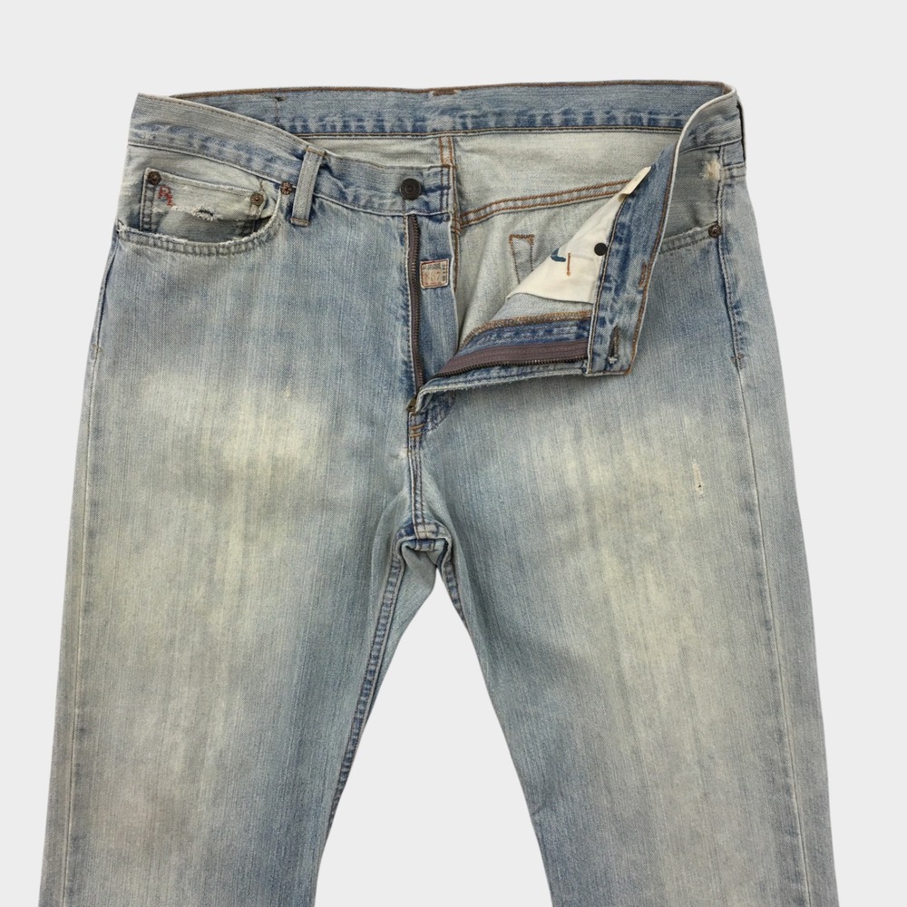 Polo Ralph Lauren Classic Fit Jeans Mens Light Wash Distressed Straight 35x30